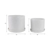 Planter Set of 2 w Saucers | Embossed Daisy Flowers | White Ceramic