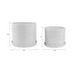 Planter Set of 2 w Saucers | Embossed Daisy Flowers | White Ceramic