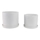 Planter Set of 2 w Saucers | Embossed Daisy Flowers | White Ceramic