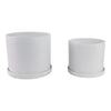 Planter Pot with Saucer Set of 2 | Textured White Ceramic Finish