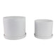 Planter Pot with Saucer Set of 2 | Textured White Ceramic Finish