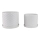 Decorative Planter Set of 2 with Saucers | Bubble Patterned White Ceramic