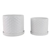 Decorative Planter Set of 2 with Saucers | Bubble Patterned White Ceramic SBH-21847