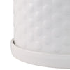 Decorative Planter Set of 2 with Saucers | Bubble Patterned White Ceramic