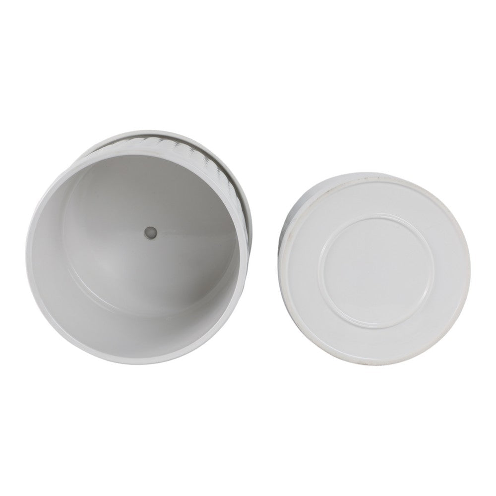 Decorative Planter Set of 2 with Saucers | Bubble Patterned White Ceramic