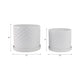 Decorative Planter Set of 2 with Saucers | Bubble Patterned White Ceramic