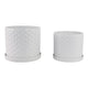 Decorative Planter Set of 2 with Saucers | Bubble Patterned White Ceramic SBH-21847