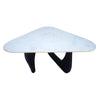 Oaks Triangular Coffee Table | 35" White Marble Top | Black Base
