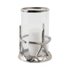 Decorative Starfish Hurricane Candle Holder | 11" | Silver Accents