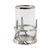 Decorative Starfish Hurricane Candle Holder | 11" | Silver Accents