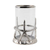 Decorative Starfish Hurricane Candle Holder | 11" | Silver Accents