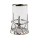 Decorative Starfish Hurricane Candle Holder | 11" | Silver Accents