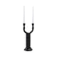 Dual Tapered Candle Holder | Twisted Snake Design | Black Aluminum | 16"