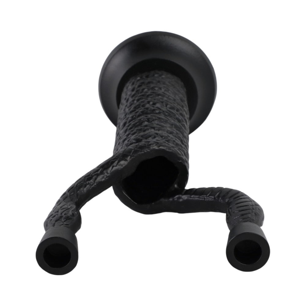 Dual Tapered Candle Holder | Twisted Snake Design | Black Aluminum | 16"