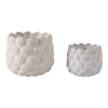 Indoor Outdoor Flower Planter Set of 2 | White Ceramic Seashell Design