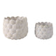 Indoor Outdoor Flower Planter Set of 2 | White Ceramic Seashell Design