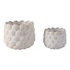 Indoor Outdoor Flower Planter Set of 2 | White Ceramic Seashell Design