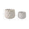 Indoor Outdoor Flower Planter Set of 2 | White Ceramic Seashell Design