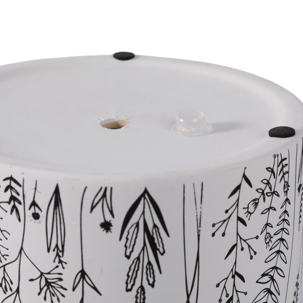 Tulip Set of 2 Planters | Navy Wildflower Field Design | White Terracotta