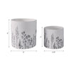 Tulip Set of 2 Planters | Navy Wildflower Field Design | White Terracotta