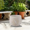 Minimalist Pampas Round Planter | Embossed Palm Frond | Ivory White Cement