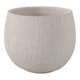 Minimalist Pampas Round Planter | Embossed Palm Frond | Ivory White Cement