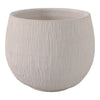 Minimalist Pampas Round Planter | Embossed Palm Frond | Ivory White Cement