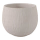 Minimalist Pampas Round Planter | Embossed Palm Frond | Ivory White Cement
