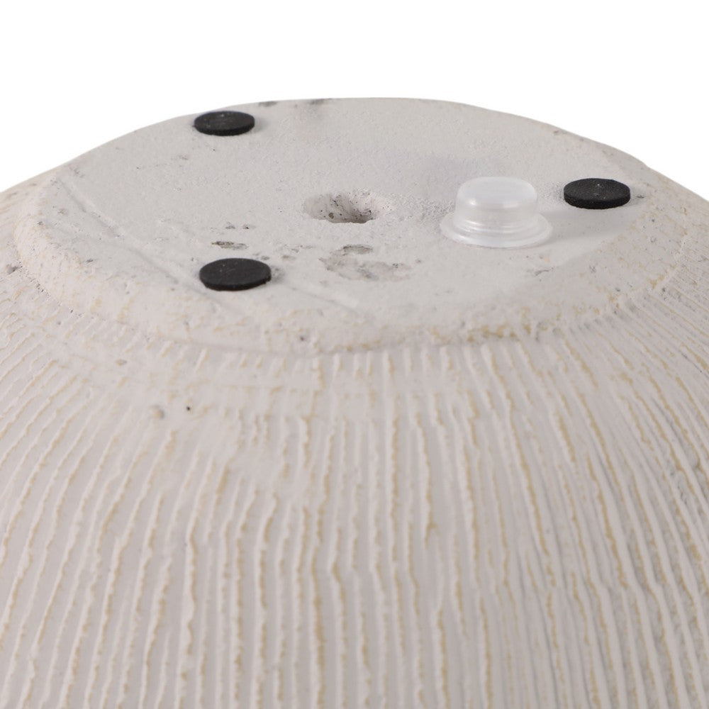 Minimalist Pampas Round Planter | Embossed Palm Frond | Ivory White Cement