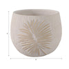 Minimalist Pampas Round Planter | Embossed Palm Frond | Ivory White Cement