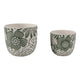 Outdoor Decor Flower Planter Set of 2 | Floral Green and White Cement SBH-21863