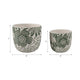 Outdoor Decor Flower Planter Set of 2 | Floral Green and White Cement