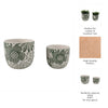 Outdoor Decor Flower Planter Set of 2 | Floral Green and White Cement