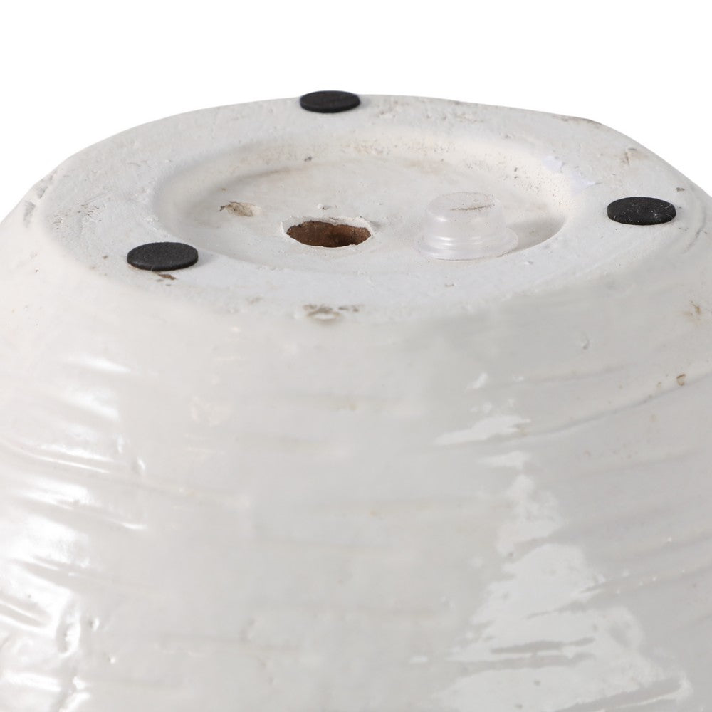 Tapered Urn Planter | Textured White | Tan Brown Rim | Terracotta 8"