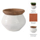 Tapered Urn Planter | Textured White | Tan Brown Rim | Terracotta 8"