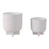 Ivey Round Planters Set of 2 | Raised Foot Base | White Textured Cement