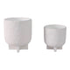 Ivey Round Planters Set of 2 | Raised Foot Base | White Textured Cement