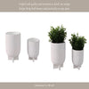 Ivey Round Planters Set of 2 | Raised Foot Base | White Textured Cement