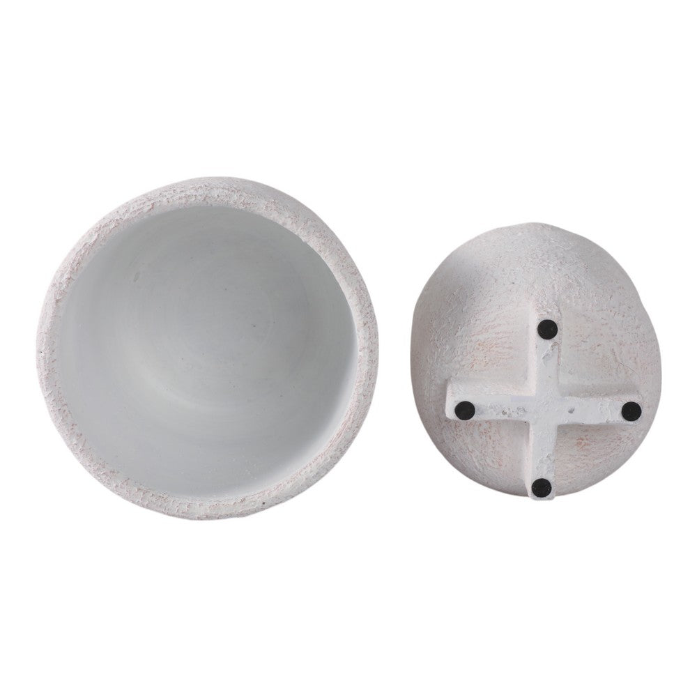 Ivey Round Planters Set of 2 | Raised Foot Base | White Textured Cement