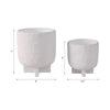 Ivey Round Planters Set of 2 | Raised Foot Base | White Textured Cement