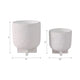 Ivey Round Planters Set of 2 | Raised Foot Base | White Textured Cement
