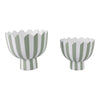 Outdoor Planters Set of 2 | Scallop Edge | Green & White Stripes | Cement SBH-21867