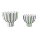 Outdoor Planters Set of 2 | Scallop Edge | Green & White Stripes | Cement SBH-21867