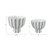 Outdoor Planters Set of 2 | Scallop Edge | Green & White Stripes | Cement SBH-21867
