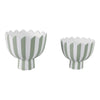 Outdoor Planters Set of 2 | Scallop Edge | Green & White Stripes | Cement SBH-21867