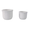 Fluted Planter Set of 2 | Modern Scalloped Edges | White Cement 6 8"