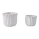 Fluted Planter Set of 2 | Modern Scalloped Edges | White Cement 6 8"