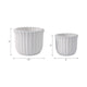 Fluted Planter Set of 2 | Modern Scalloped Edges | White Cement 6 8"