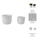 Fluted Planter Set of 2 | Modern Scalloped Edges | White Cement 6 8"