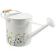 Decorative Watering Can | 10x20 | White Floral Print Metal with Wire Handle